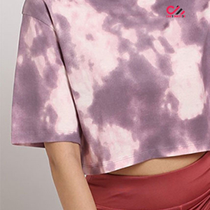 Camiseta Corta de Mujer CARE MASTER, Tie Dye, Cuello Redondo, Manga Corta, Ajuste Holgado, Tejido Transpirable, Informal, para Primavera/Verano - Product Image 4