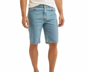 Shorts en jean pour homme, taille mi-haute, coupe droite, délavage clair, effet usé et déchiré, avec poches, tissé respirant - Product Image 1
