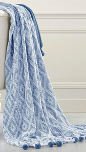 Bohemian Decorative Handmade <b>Pom</b>-<b>pom</b> Blanket Wholesale Woven Throw Blanket From India Super Luxurious <b>White</b> Cotton Blanket - Product Image 4