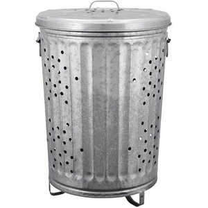 Poubelles rondes en fer galvanisé en gros avec poignée et couvercle, structure autoportante, pour intérieur et extérieur, en promotion - Product Image 2
