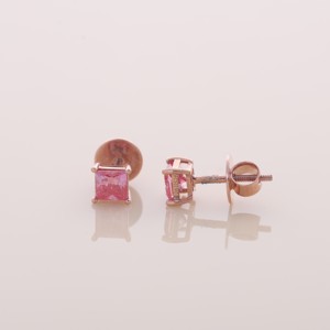 Pendientes de Oro Rosa de 14 Quilates con Diamantes Cultivados en Laboratorio, Corte Princesa Rosa, Certificados por IGI, para Compromiso, Boda, Aniversario - Product Image 3