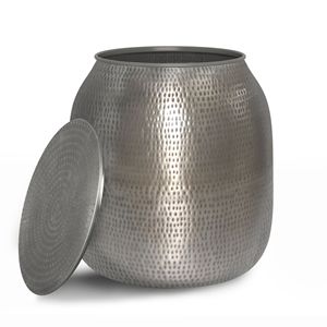 Tavolino d'Appoggio in Metallo Argento Anticato con Griffa, Elegante Arredamento per Soggiorno - Product Image 5