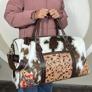 Sac de voyage en cuir artisanal de grande capacité, prix d'usine, sac de voyage d'affaires en cuir de vachette, sac de week-end pour femmes - Product Image 1