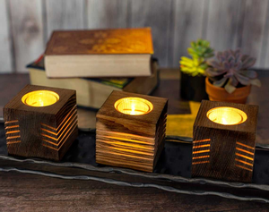 Vintage Antique Rustic <b>Small</b> Handmade Holiday Home Decoration Floor Standing Wooden <b>Candle</b> Stick Holders for Dining Table - Product Image 6