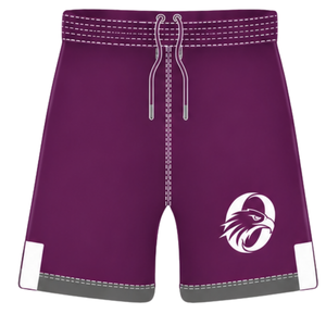 Pantalones Cortos de Rugby Color Borgoña y Blanco, Cintura Elástica con Cordón, Diseño Geométrico, Uniforme de Equipo Personalizado, Ropa Deportiva Transpirable para Entrenamiento - Product Image 1