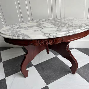 Table basse vintage en acajou avec plateau en marbre italien |   Révolution victorienne du milieu du siècle - Product Image 1