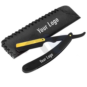 Fabricant de rasoirs droits personnalisés pour hommes avec étui en cuir, logo personnalisé, design couleur, rasoir de barbier professionnel - Product Image 1