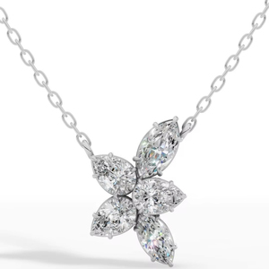 สร้อยคอเพชรทรงมาร์คีส์รูปทรงลูกแพร์ ประดับดอกไม้ ดีไซน์หรูหรา เงินแท้ 925 เพชรไร้สี VVS สำหรับงานแต่งงาน งานฉลองครบรอบ - Product Image 1