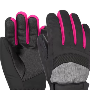 Gants de ski thermiques isolés 2026, doigts complets, noir, rose, gris, pour l'hiver, activités de plein air, ski alpin, unisexe, fermeture auto-agrippante - Product Image 2