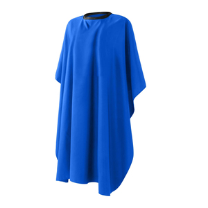 Cape de coiffure professionnelle bleue en polyester résistante à l'eau, avec fermeture à bouton-pression réglable, réutilisable pour la coupe de cheveux en salon - Product Image 2