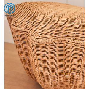 Panier tressé en osier fait main avec couvercle articulé, organisateur de rangement en rotin, panier décoratif pour la maison, vente en gros - Product Image 2