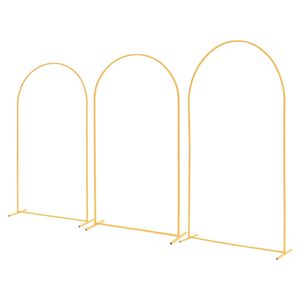 Set of 3 Stable Structure Easy Assembly Gold Metal Arch <b>Backdrop</b> <b>Stand</b> 8/7.2/6.6ft for Wedding & Birthdays - Product Image 1