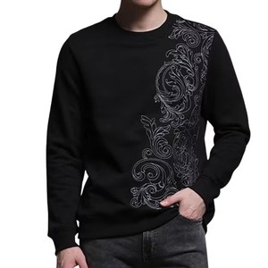 Best Selling Regular Fit Men's 100% Cotton Autumn Rhinestone Sweatshirt Casual Wear Comfortable - Product Image 5