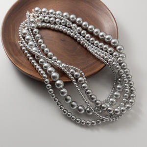 Collar de Perlas de Agua Dulce Blancas Brillantes de Doble Capa de 8-9 mm, Estilo Francés, 40 cm, Collar Atractivo Casi Redondo - Product Image 5