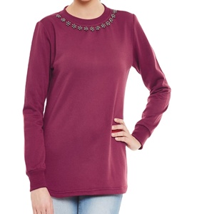 Venta al por mayor Casual Wear Comfort High Quality Women Solid Street Wears Service Cotton Crewneck Drop-shoulder Fashion Sweatshirt - Product Image 1