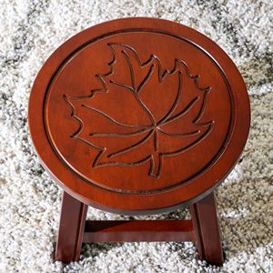 Maple Leaf Cherry Carved Wooden <b>Step</b> <b>Stool</b> Kids' Furniture - Product Image 2