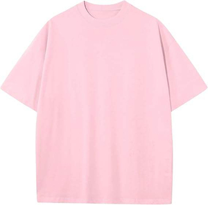Camiseta Casual de Manga Corta con Cuello Redondo, 100% Algodón, Color Rosa Sólido, Talla Grande para Hombre - Product Image 1