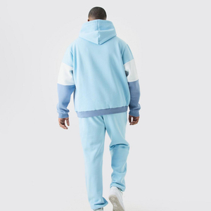 Survêtements pour hommes à capuche, couleur claire, manches longues, poches latérales, vêtements d'automne, 100% coton respirant, cordon de serrage - Product Image 4