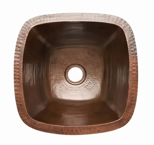 Évier de cuisine élégant en cuivre fait main, à encastrer, simple bac, carré, finition mate rustique, surface brossée, design unique - Product Image 4