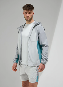 Mens <b>waterproof</b> full zip tracksuit with hood breathable windbreaker <b>jacket</b> and jogger pants set for gym running or travel - Product Image 2