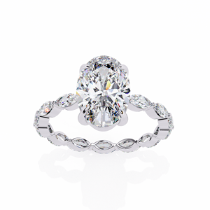 Oval Cut For Lab Grown Diamond Engagement <b>Ring</b> With Side Diamonds With IGI Certified For Women Luxury Jewelry - Product Image 4