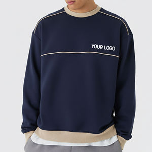 Cheap Price Men's <b>Navy</b> Crew Neck Pullover Sweatshirt Regular Fit Long Sleeve <b>Knitted</b> Cotton Casual Autumn Wear Front Logo - Product Image 4