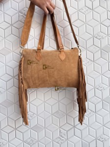 New Stylish Pattern Western Cowhide Leather Hand Tooled Carving Leather Fringe Tote Bag Stylish Purse Leather Bags for Women's - Product Image 3