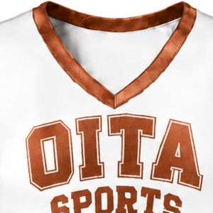 Manufacturer Custom Copper <b>Metallic</b> Cheerleading Uniform <b>Top</b> Sleeveless V Neck Dance Performance Team Athletic Sportswear Outfit - Product Image 5
