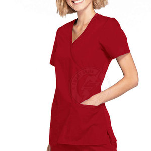 Hot Sale Latest Design <b>Scrub</b> Women Mock Wrap <b>Tops</b> Made In High Quality Material Women Mock Wrap <b>Tops</b> - Product Image 3
