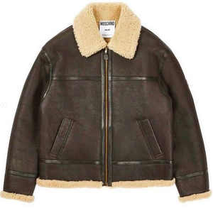 <b>Mens</b> <b>Shearling</b> Aviator <b>Jacket</b> Genuine Sheepskin Leather B3 Flight Bomber Winter Fur Coat Custom OEM - Product Image 1