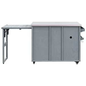 Isola Cucina da Esterno in Acciaio Inossidabile con Carrello Grill in Legno, Tavolo Grill Pieghevole e Contenitore per Rifiuti - Product Image 4
