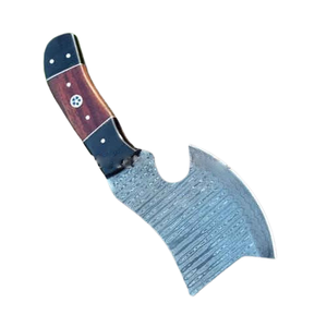 Hacha Táctica de Acero de Damasco Forjada a Mano para Camping, Cuchillo Ulu de Bolsillo, Herramienta de Corte de Supervivencia y Caza con Espiga Completa - Product Image 5