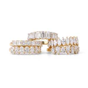 Minimalist10k 14k 18K Solid Gold Wedding Band Full Marquise Diamond Eternity <b>Ring</b> <b>Stack</b> Band Fine Jewelry for Women - Product Image 2
