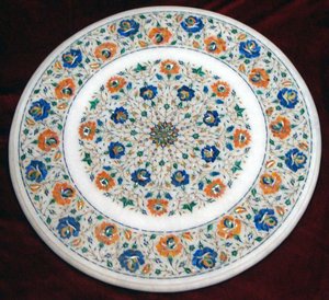 Unique And Antique Design Square Shape Pure White Marble With Good Finishing And Polished Inlay <b>Table</b> <b>Top</b> For Home <b>Decoration</b> - Product Image 5