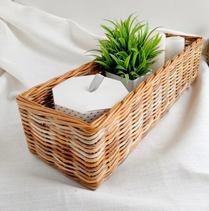 <b>Rectangle</b> Shape Rattan <b>Storage</b> <b>Basket</b> Organizer Perfect for Cosmetics Drinks Jewelry and Household Essentials From India - Product Image 3