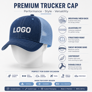 Denim Front Panel Perforated Mesh Back Low Profile Trucker <b>Cap</b> Custom Embroidered Logo Wholesale OEM Private Label For Outdoor - Product Image 6
