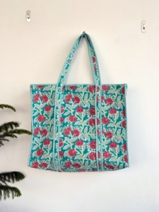Sac fourre-tout en coton bohème Shyam Export, motif léopard brodé, rayures vertes, ouverture supérieure, fermeture éclair, voyage, toutes saisons - Product Image 1