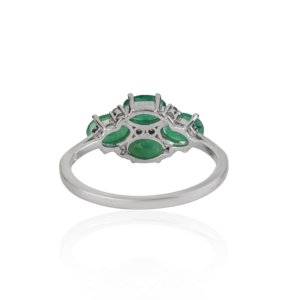 Hot Selling 925 Sterling <b>Silver</b> 100% Genuine Oval Shape <b>Emerald</b> & Round Diamond Fine Jewelry May Birthstone <b>Ring</b> Wholesale Price - Product Image 6