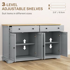 Credenza Moderna Grigia con Cassetti e Ripiani Regolabili per Soggiorno, Sala da Pranzo, Ingresso, Realizzata in Legno - Product Image 5