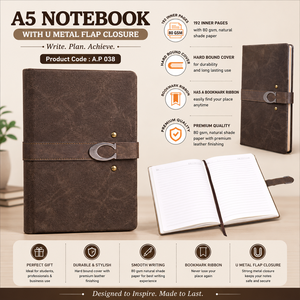 Carnet en cuir A5, bloc-notes relié rigide avec fermeture à rabat en métal, papier d'écriture 80 g/m², pour le bureau, cadeau - Product Image 5