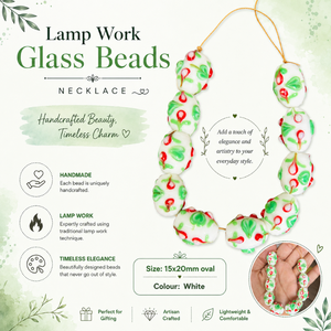 Cuentas de Vidrio Hechas a Mano con Técnica de Lampwork |   Cuentas Sueltas de Vidrio Artesanal Ovaladas Blancas de 15x20 mm para la Fabricación de Joyas y Accesorios de Manualidades - Product Image 3