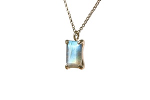 Emerald Cut <b>Opal</b> Fine Pendant <b>Necklace</b> 18K Gold Plated Solid 925 Sterling Silver Claw Setting Minimalist Box Chain Everyday Wear - Product Image 4