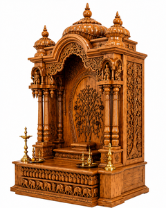 Divine Ashtalakshmi Home Temple Hand Carved Teak Wood Mandir with <b>Elephant</b> Base Triple Dome Ashtalakshmi Pooja Ghar Australia - Product Image 3