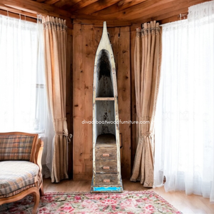 Étagère en bois de bateau récupéré avec tiroirs, couleur naturelle, pour la décoration de maison, villa, complexe hôtelier, meuble de rangement en gros - Product Image 2