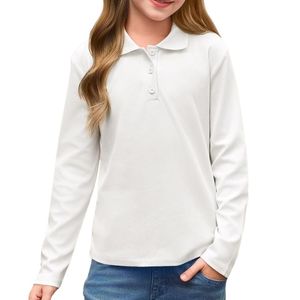 Girls Polo <b>T</b> <b>Shirts</b> Custom Kids Long Sleeve Classic <b>Collar</b> Casual Everyday School Uniform Polo <b>T</b> <b>Shirts</b> - Product Image 3
