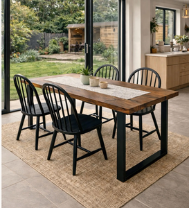 Table à manger de 71 pouces pour 6 personnes, table de cuisine de style farmhouse avec structure en métal, bureau rectangulaire pour manger, meubles de salle à manger - Product Image 1