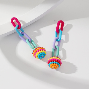 Pendientes de Aro Modernos para Mujer, Estilo Boho, con Colgante de Bola de Arándanos, Pendientes de Gota de Color para Mujer - Product Image 2