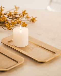 Plateau rectangulaire décoratif en résine avec poignées plaquées or, design minimaliste, emballage individuel, plateau de service en résine - Product Image 4