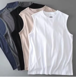 Unisex Cotton <b>Sleeveless</b> Tank Top Crew Neck Solid Color Breathable Lightweight Windproof Eco-Friendly Regular Fit All Seasons - Product Image 3