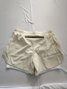 Men's White Quick Dry Sport Shorts Elastic Waist Mid Length Solid Color Knitted Polyester Activewear - Product Image 6